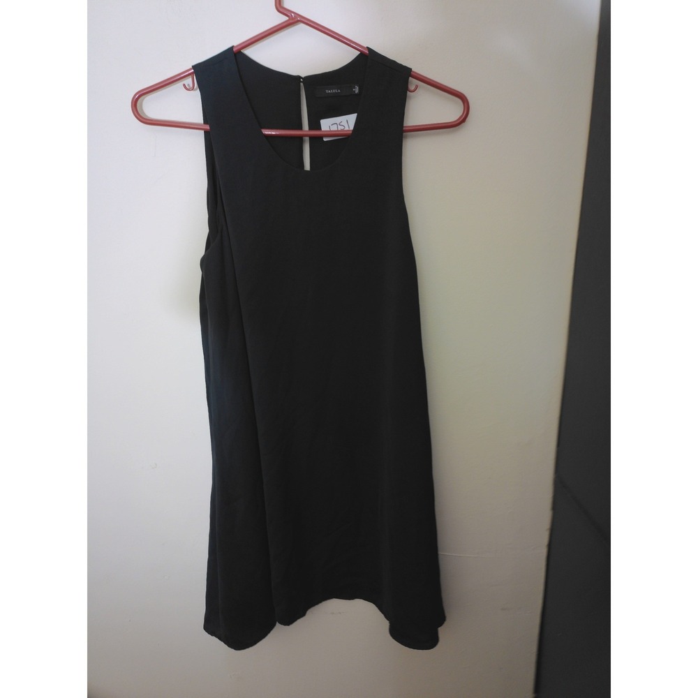 Talula Shift Dress Womens S Black Minimalist Sleeveless Keyhole Back LBD 1751
